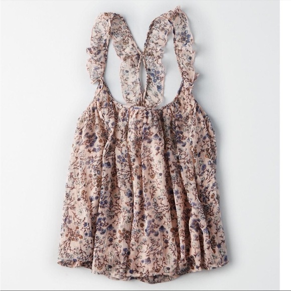 American Eagle Outfitters Tops - New American Eagle Ruffle Back Floral Cami Tank Top - Small